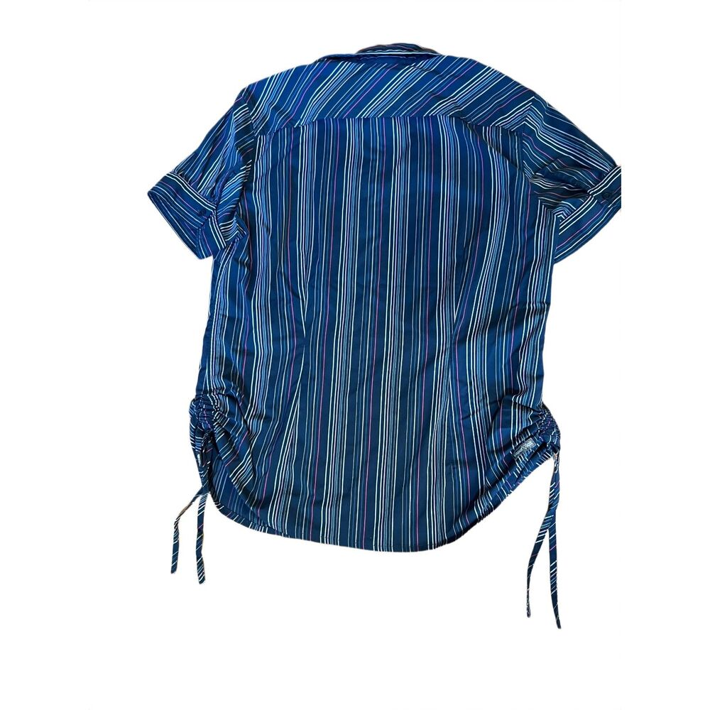 The North Face Boulder Lake Woven Shirt Blue Stripe Side Cinch XL - Picture 2 of 4